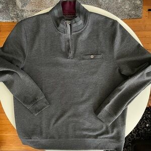 Ted Baker London Men’s 1/4 Zip Pullover Sweater 6 US Size XXL Slim Fit Gray
